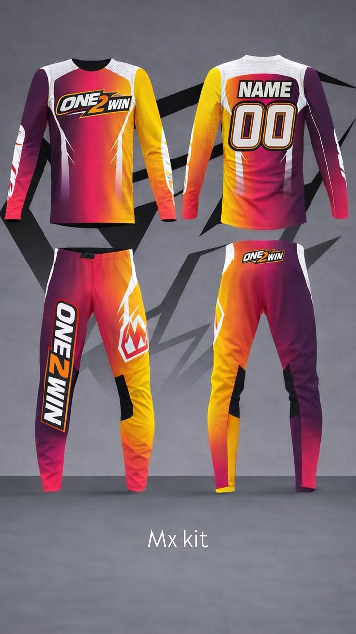 One2Win MX broek 2026 purple - geel - Afbeelding 2